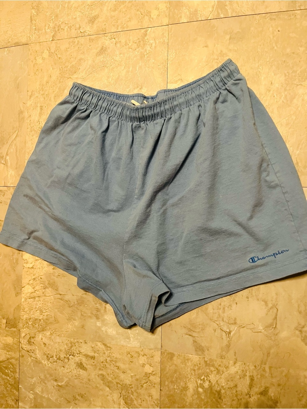 Champion Light Blue Casual Shorts with Embroidered Logo